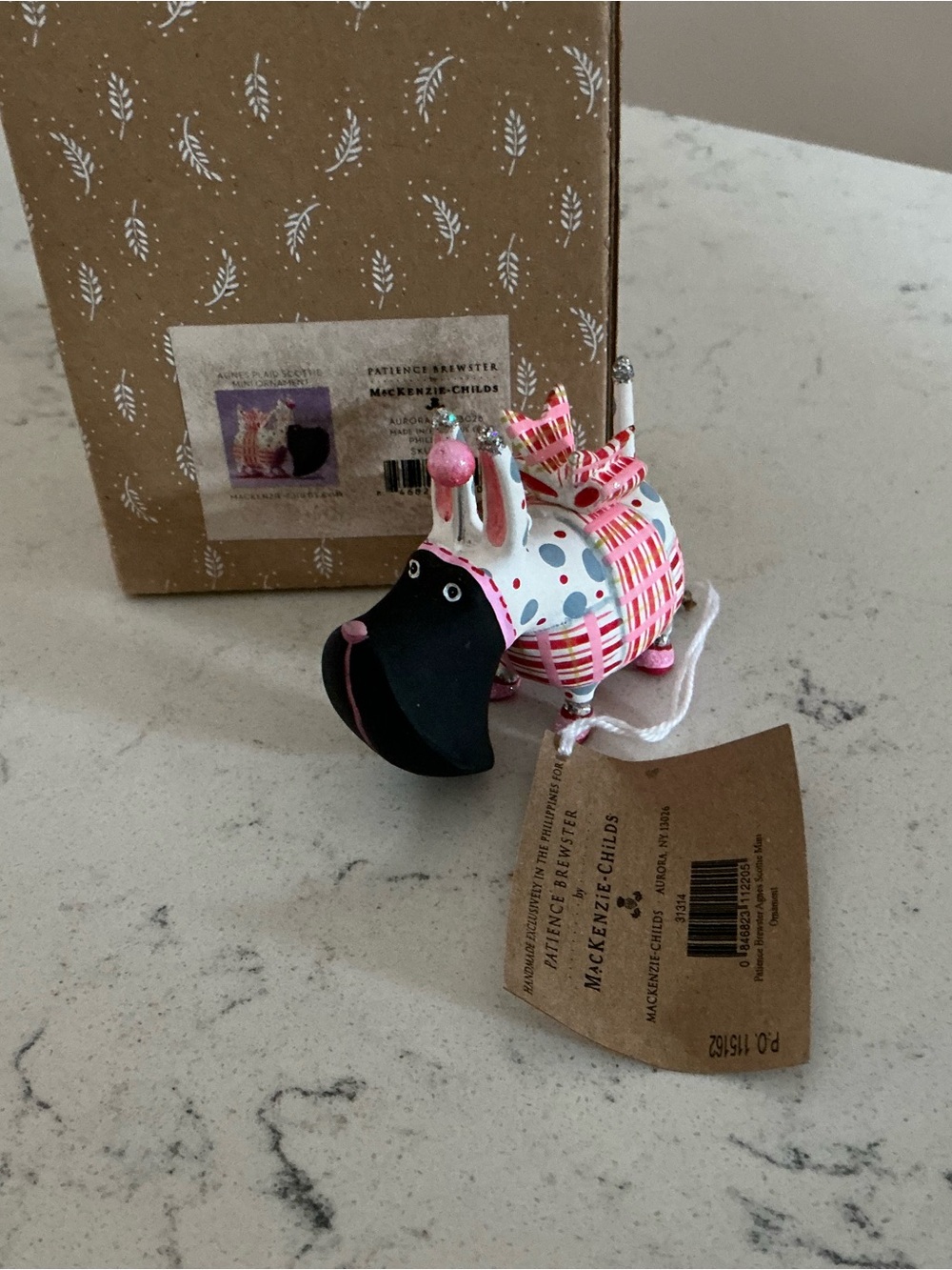 McKenzie Childs Agne’s plaid Scottie dog mini ornament